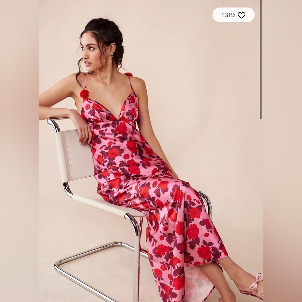 For Love & Lemons Huda Maxi Dress in Pink